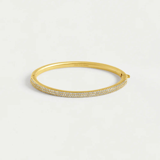 Signature Pave Hinge Bangle, Gold and Cubic Zirconia