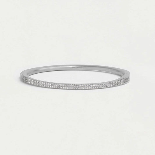 Signature Pave Hinge Bangle, Silver and Cubic Zirconia