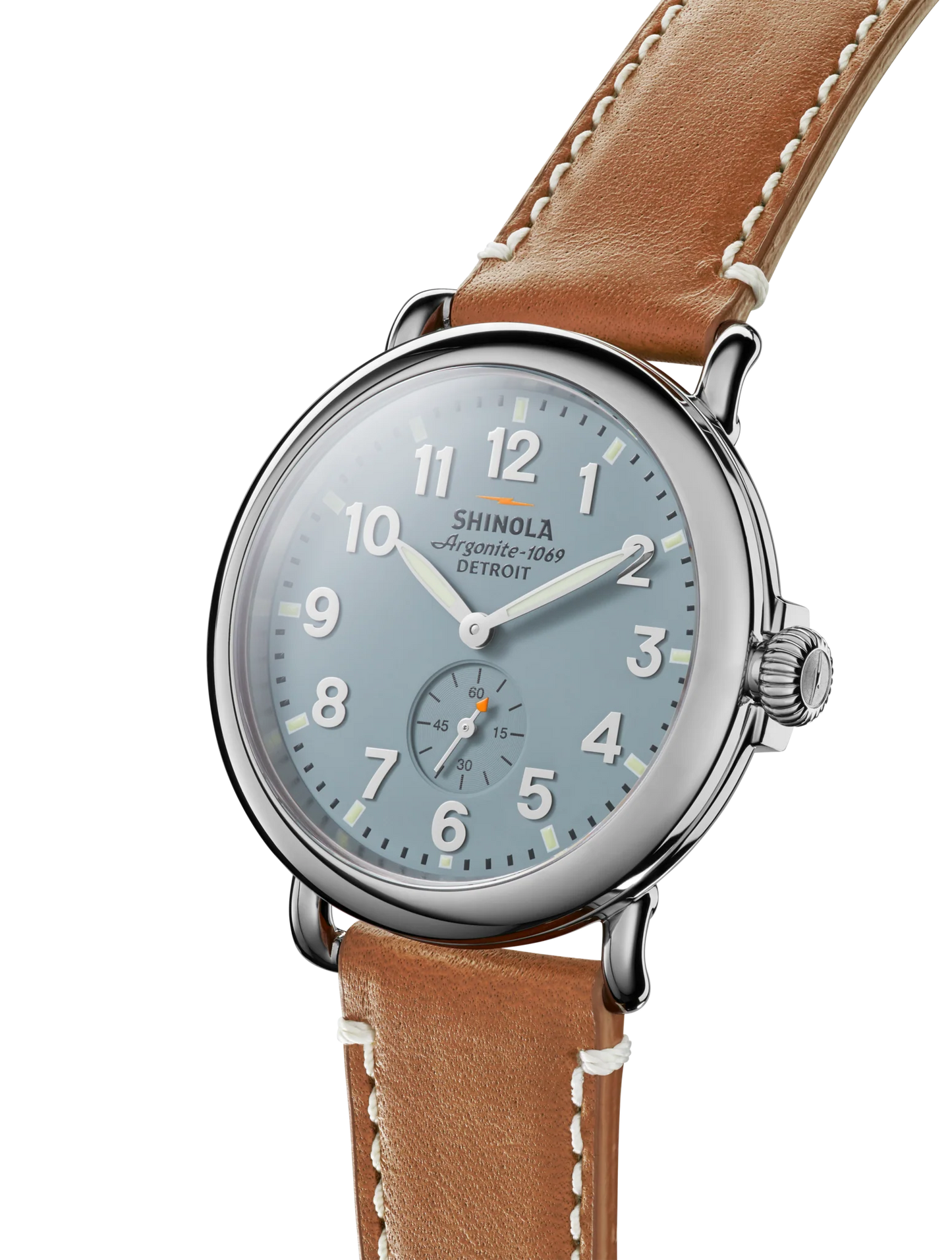Runwell Sub Second Watch 41mm, Gray/Blue w Leather Strap