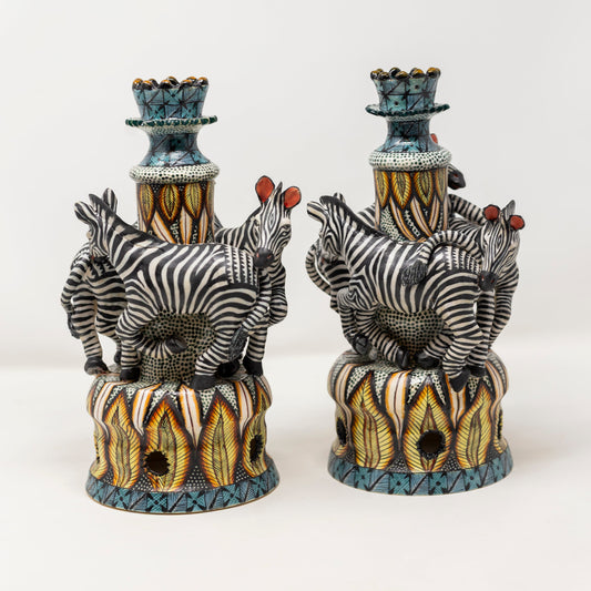Ardmore Zebra Candleholders (Pair)