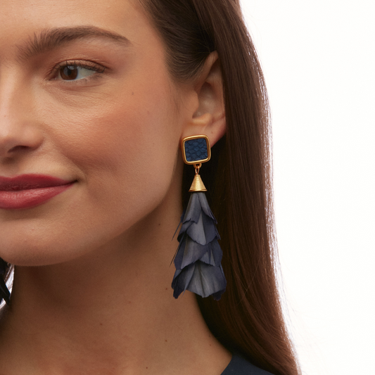 Bristol Bay Statement Earring with Stingray Leather