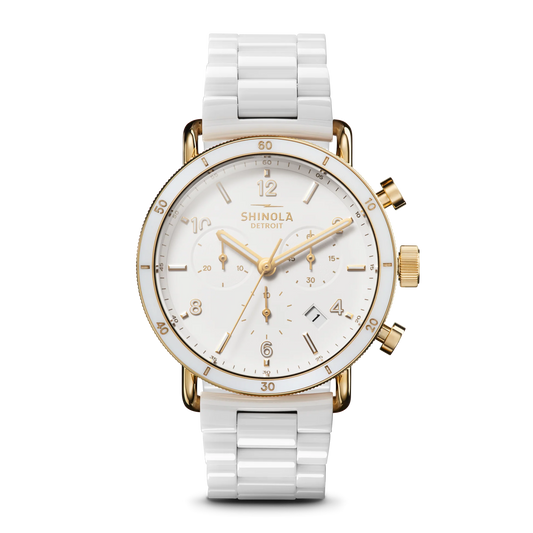Canfield Sport Watch 40mm, White Ceramic, MOP