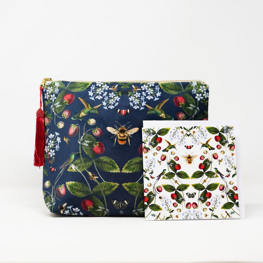 Ark Paper Velvet Wash Bag - Queen Bee Navy