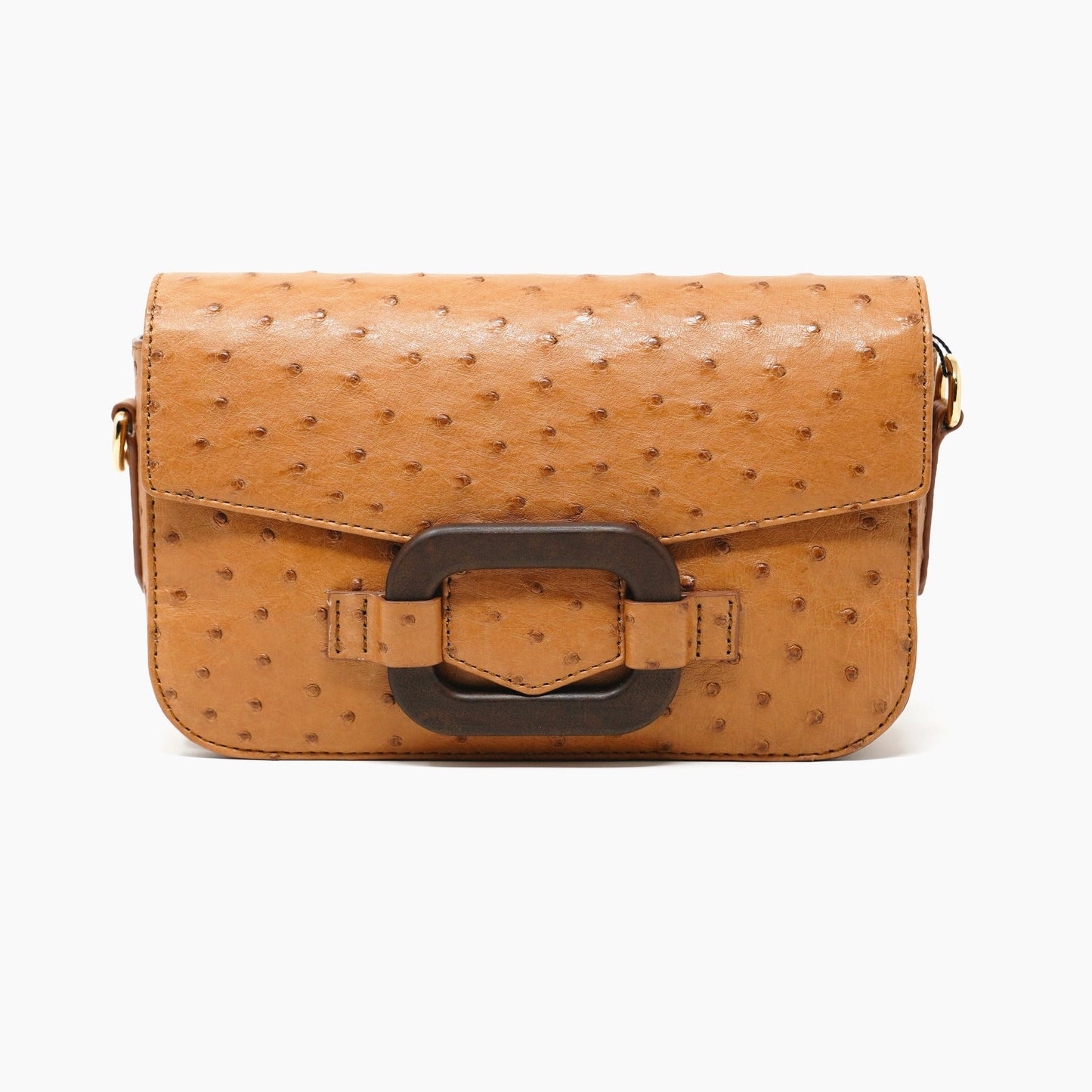 Deya Crossbody Dark Wood Ring, Ostrich Luggage