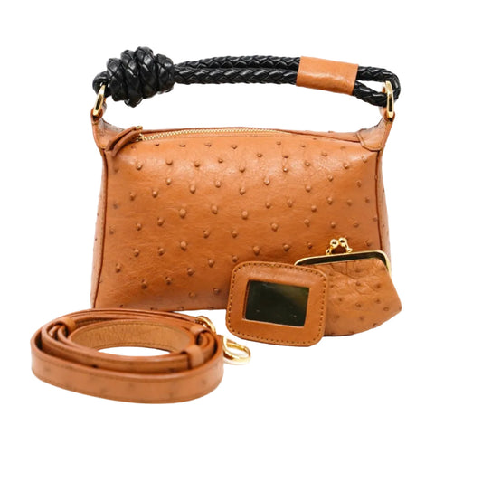 Lola, Ostrich Leather in Cognac with Rope Handle