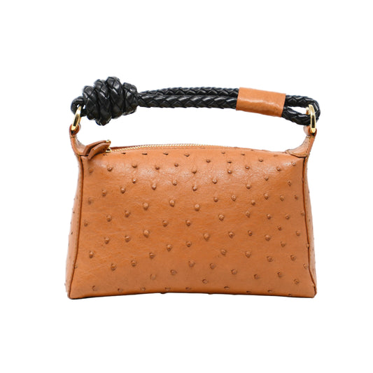 Lola, Ostrich Leather in Cognac with Rope Handle