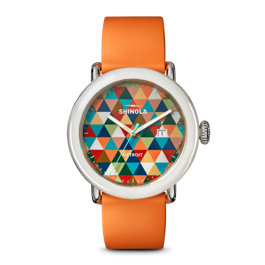 Detrola 3HD 41mm, Orange Rubber Strap
