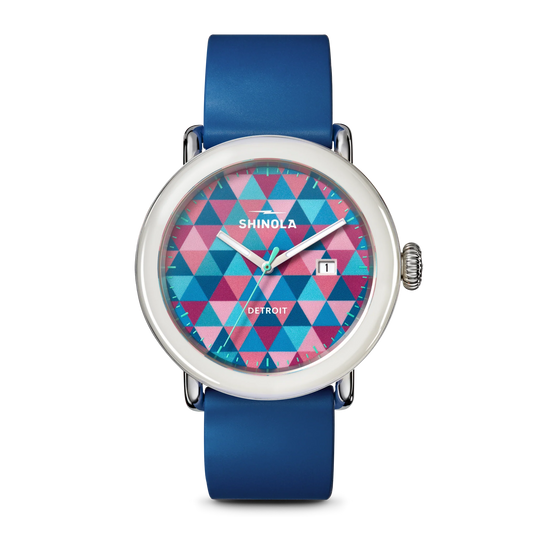 Detrola 3HD 41mm, Blue Rubber Strap