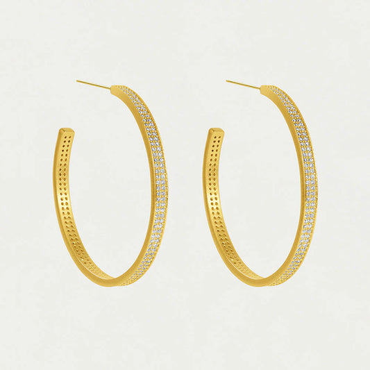 Petit Pave Midi Huggie Hoops, Gold and Cubic Zirconia