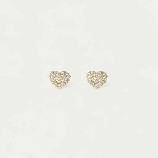 Petit Pave Heart Studs, Cubic Zirconia