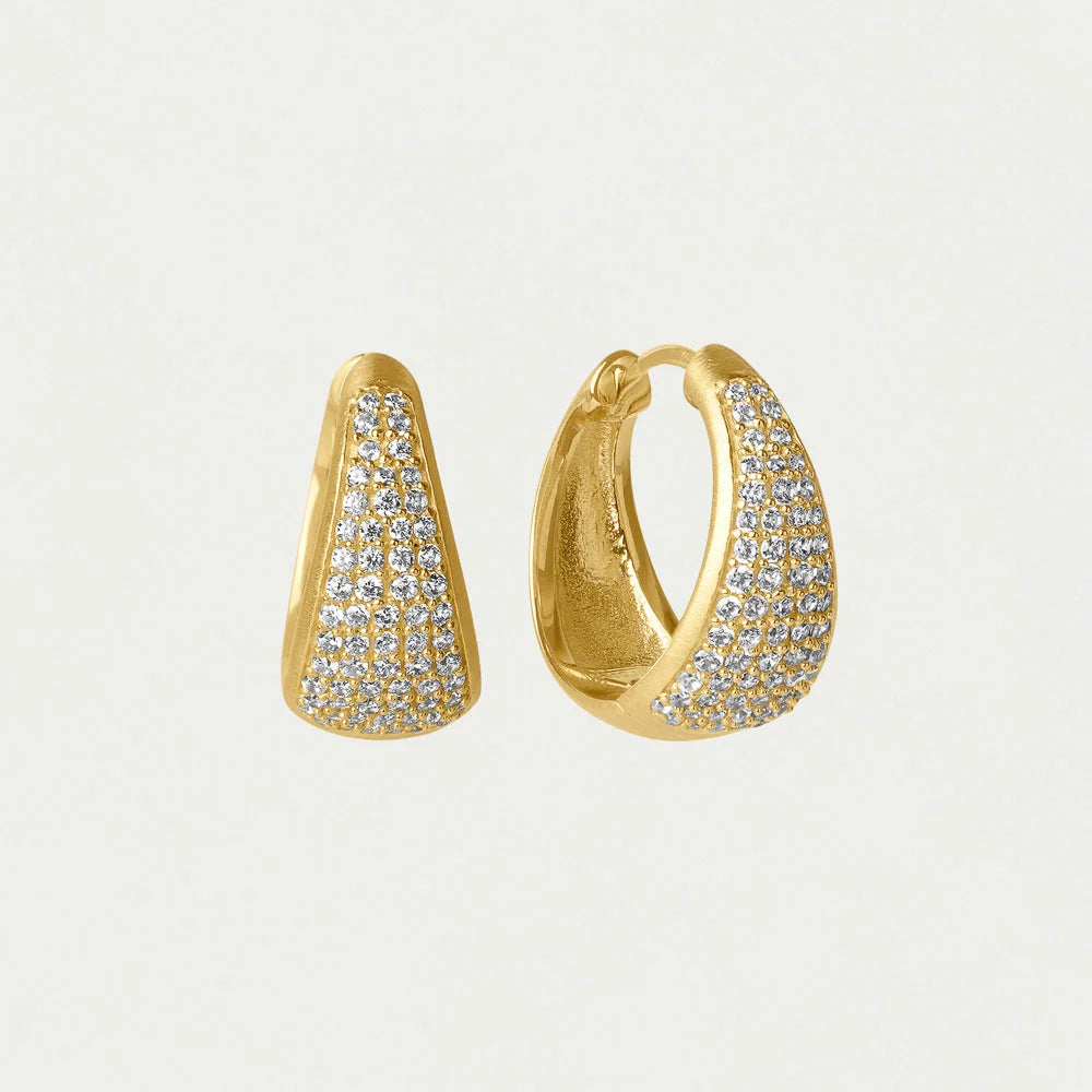 Margaux Pave Huggie Hoops, Gold and Cubic Zirconia