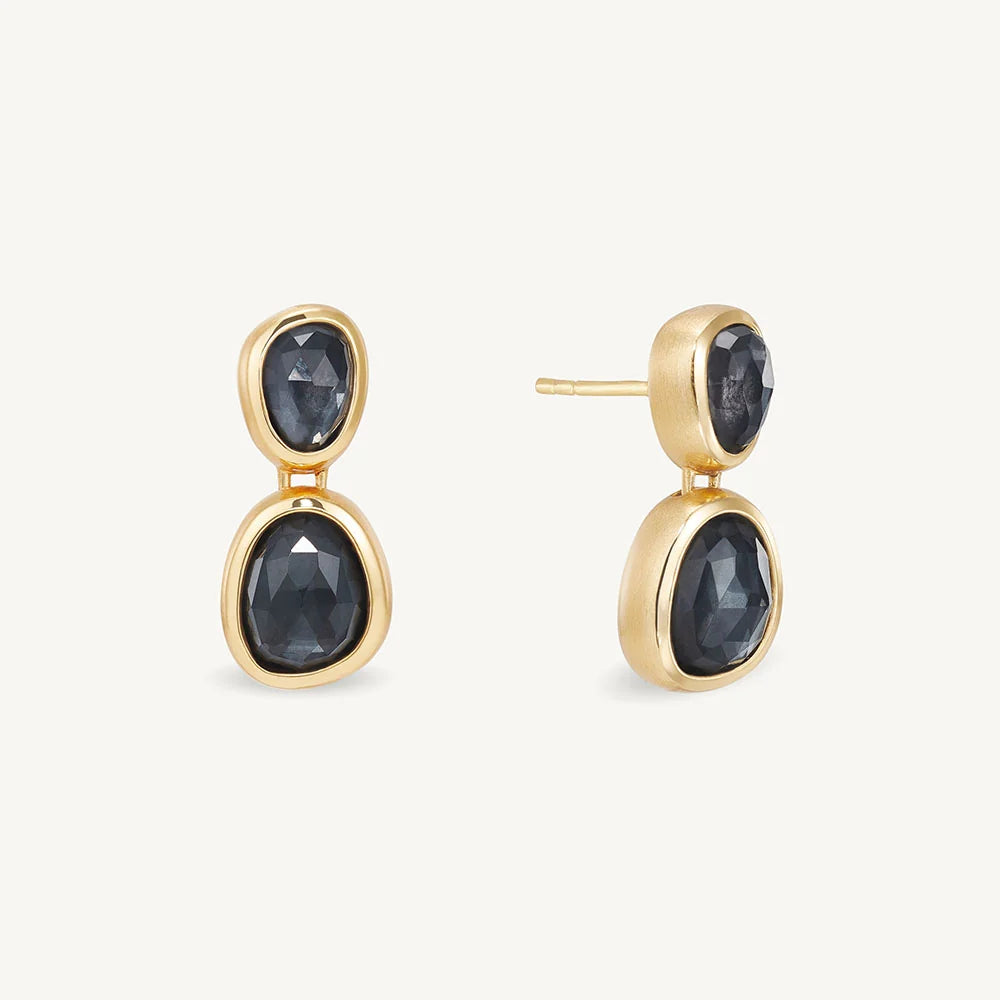 Cala Droplet Earrings - Iridescent Hematite
