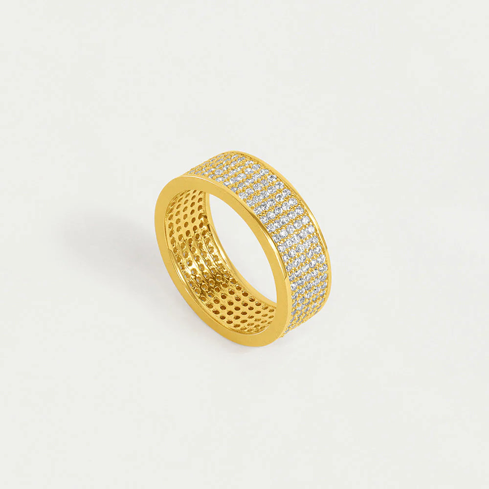 Petit Pave Thick Stacking Ring, Gold - 7