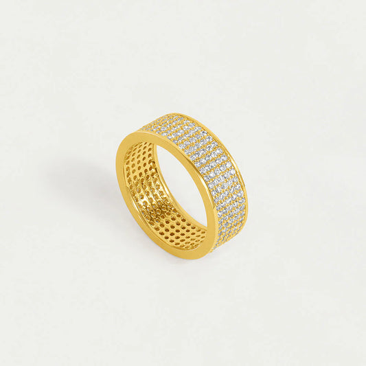 Petit Pave Thick Stacking Ring, Gold - 7