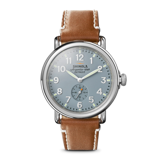 Runwell Sub Second Watch 41mm, Gray/Blue w Leather Strap