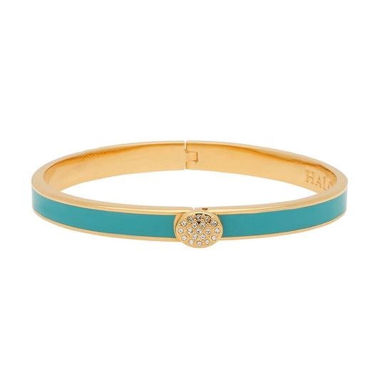 Halcyon Day 6mm Skinny Plain Pave Turquoise - Hinged Bangle