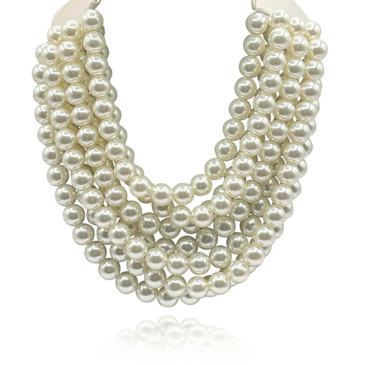 Multi Strand Pearl Ivory Magnetic Clasp