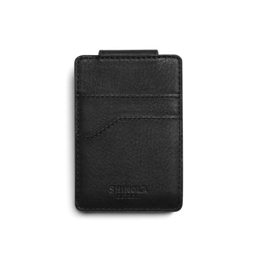 Shinola Magnetic Money Clip and Card Holder, Black