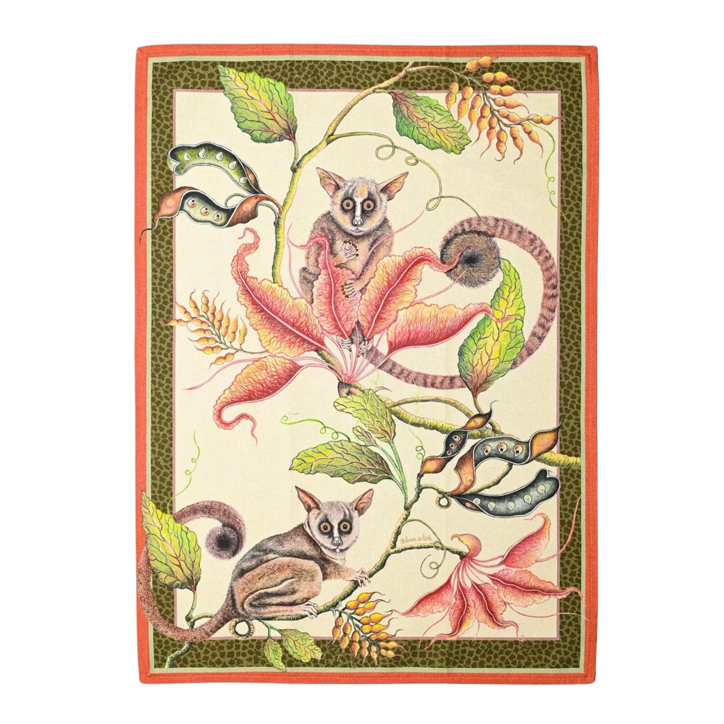 Bush Baby Tea Towel, Parakeet