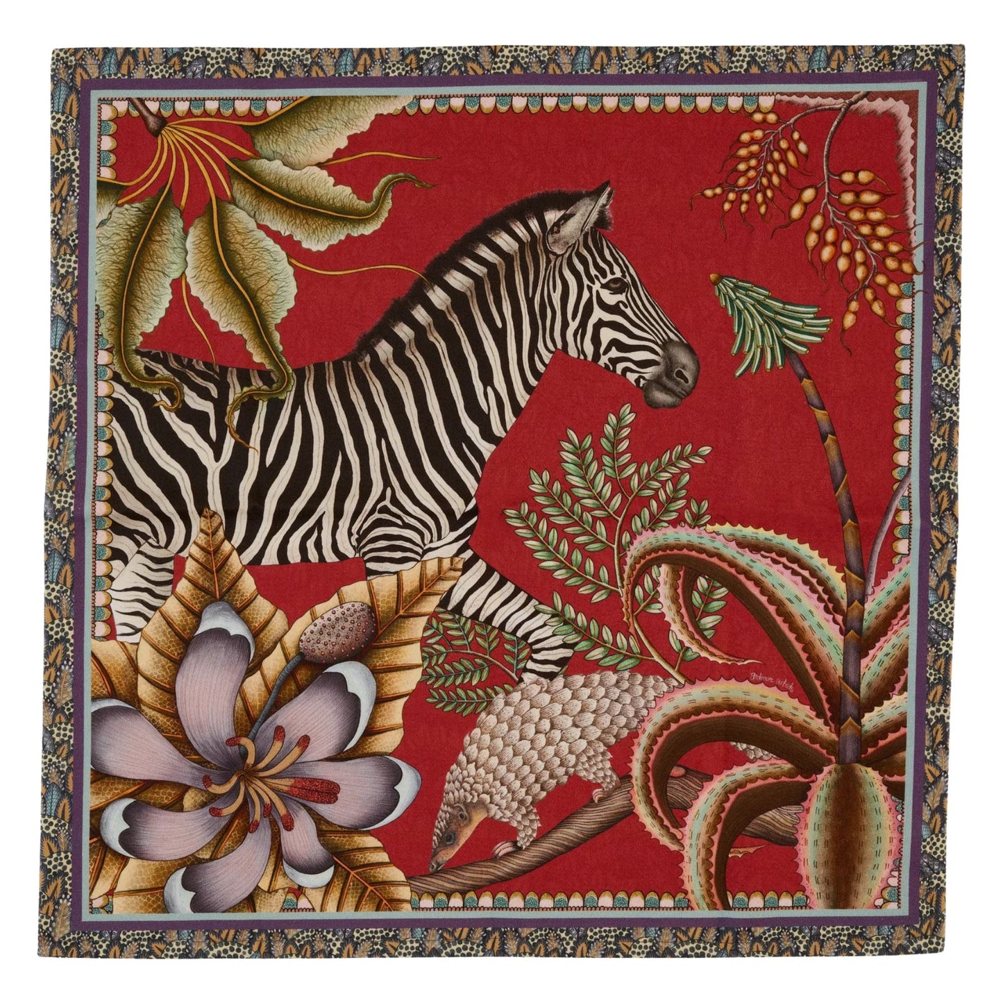 Thanda Stripe Napkins, Royal Red, Pair