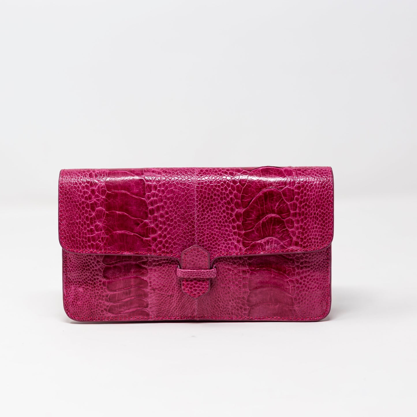 Ostrich Accordion Cross Body Clutch, Hot Pink