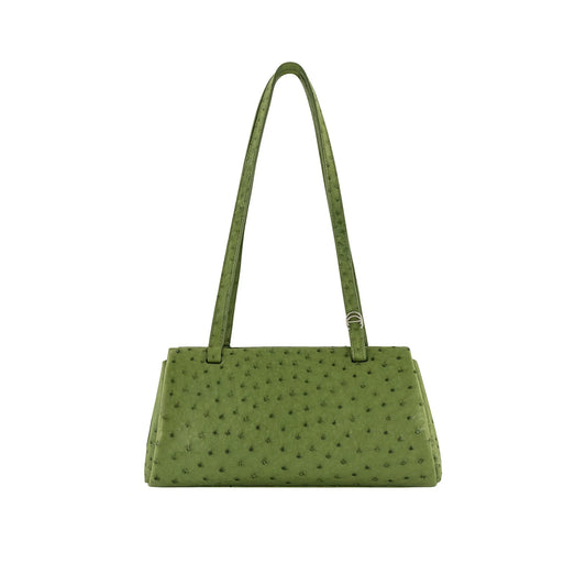 Phillipa Ostrich Leather Handbag, Edera