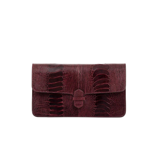 Accordion Clutch, Ostrich Leather in Godiva