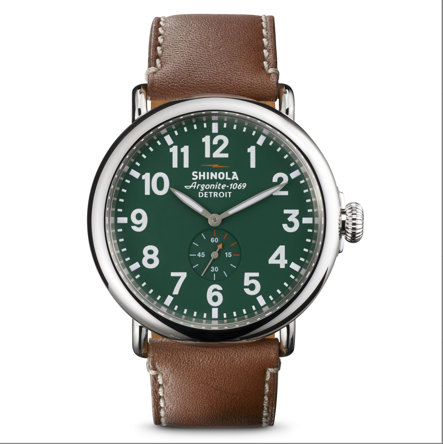 Shinola Runwell 47mm, Green, Largo Tan Leather Strap