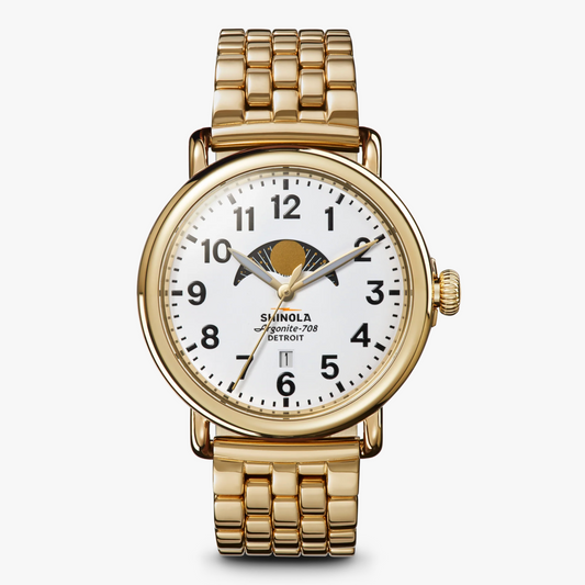 Runwell Moon Phase 41mm Watch, Gold Bracelet