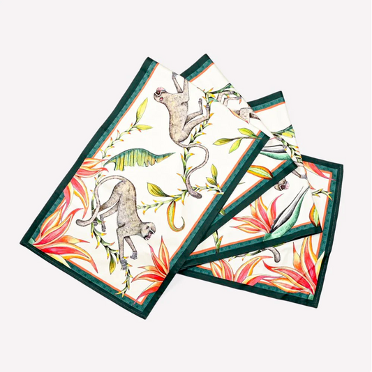 Monkey Paradise Table Runner, Chalk, 138"X16"