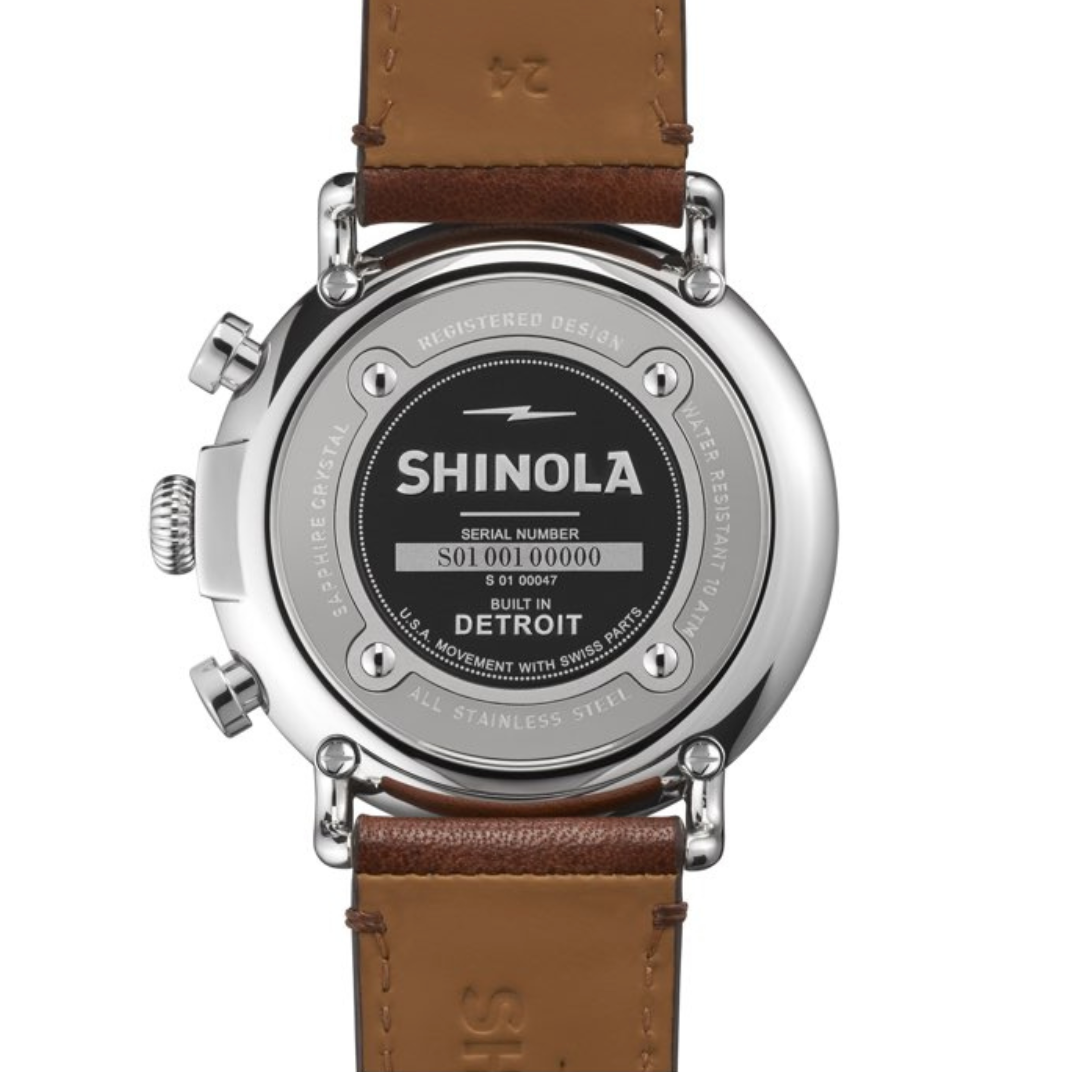 Shinola Runwell 47mm, Green, Largo Tan Leather Strap