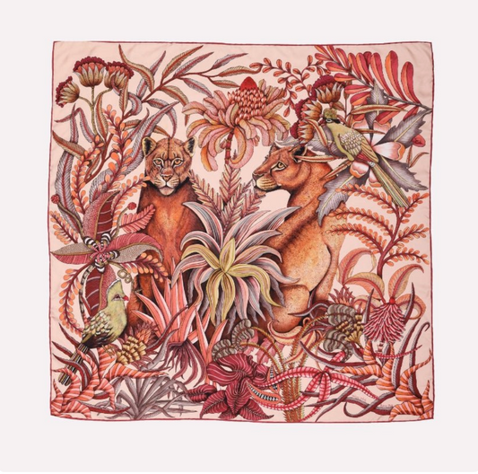 Phinda Pride Silk Scarf, Flamingo, 90cm