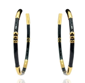 Black and Gold Stripe Enamel Hoop