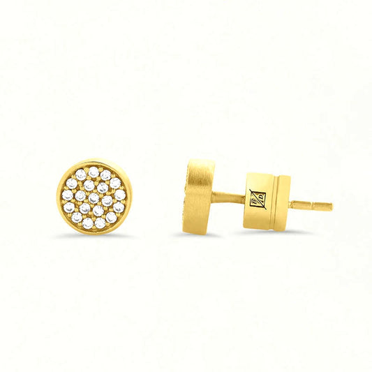 Signature Pave Studs, Cubic Zirconia, Gold