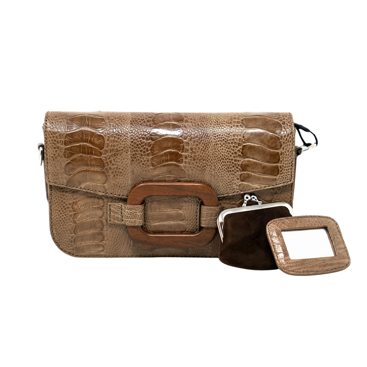 Deya Crossbody DW Ring Ostrich Nutmeg