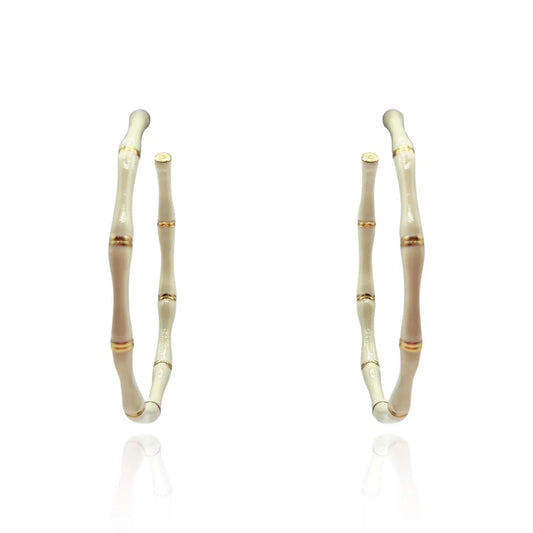 White and Gold Stripe Enamel Bamboo Hoop