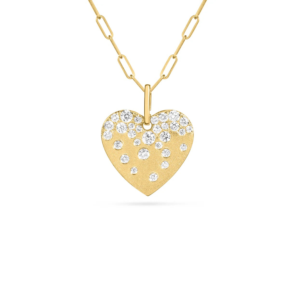 Diamond Confetti Heart Pendant, 18" paperclip chain, 14KY, D0.49