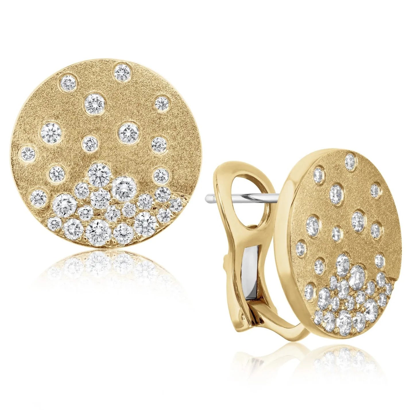 Diamond Confetti Disc Earring, 15mm, 14KY, D0.81
