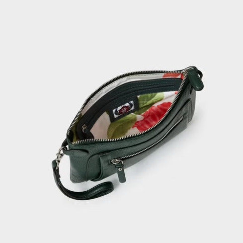 The Ruby Leather Crossbody Clutch, Forest