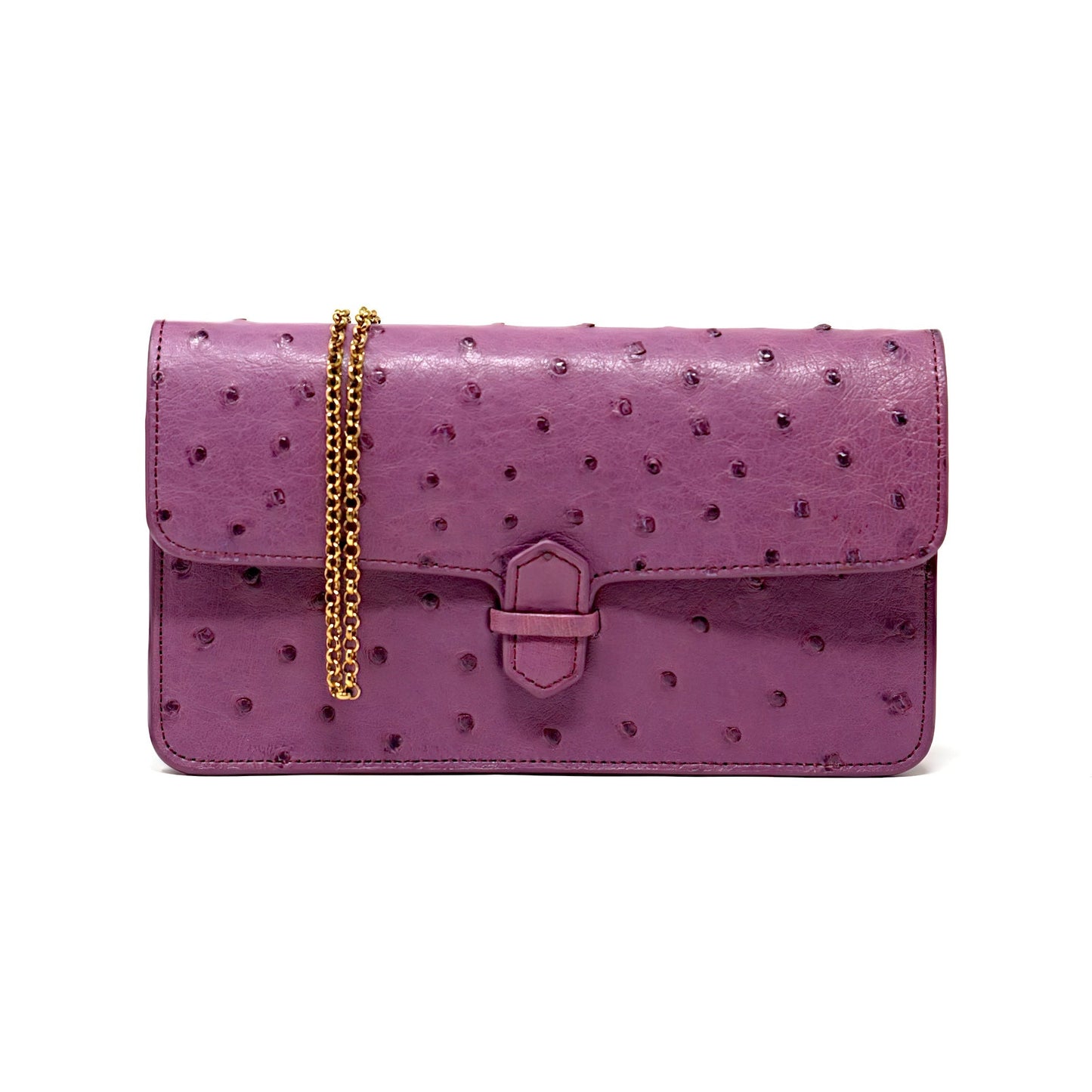 Accordion Cross Body Clutch, Ostrich - Lilac