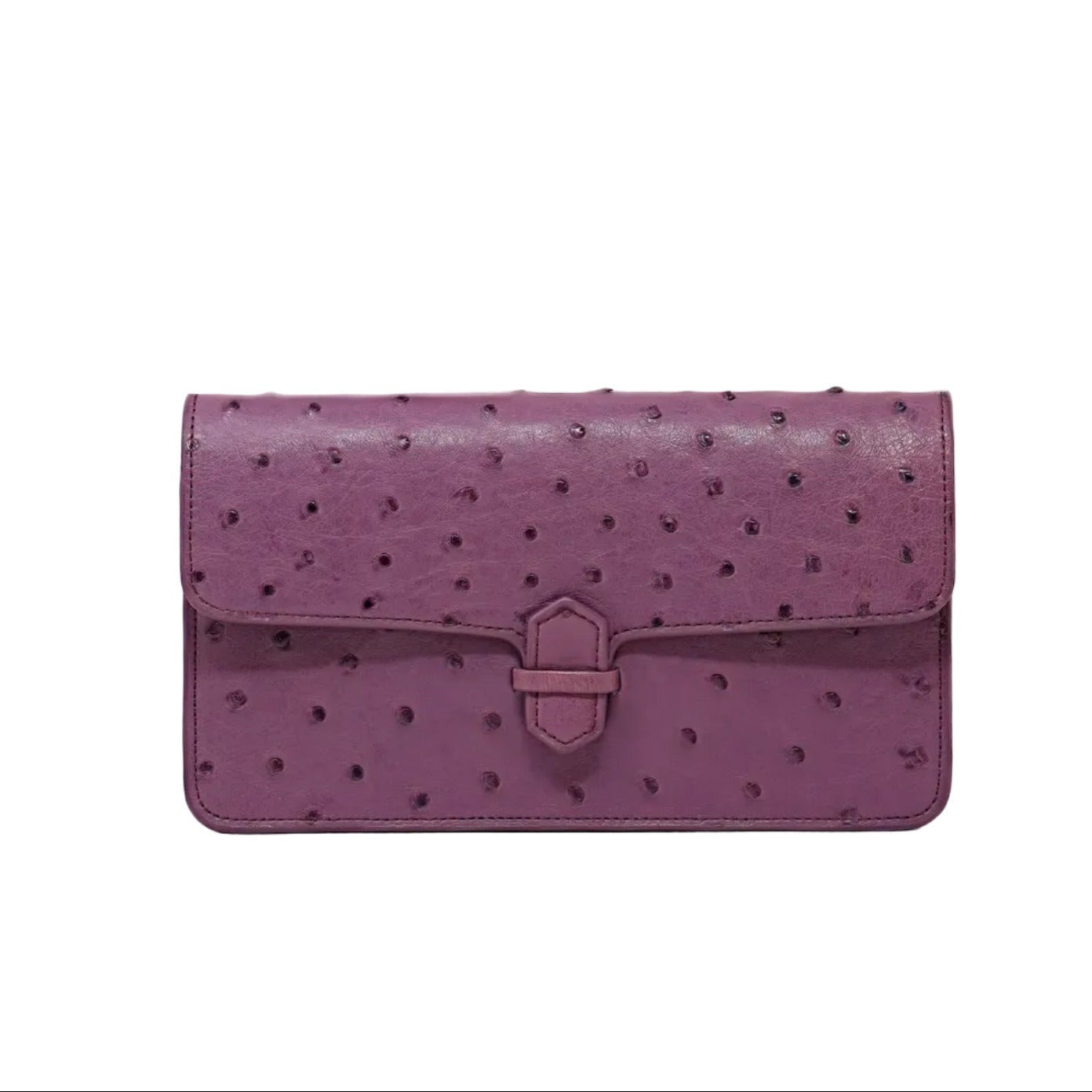 Accordion Cross Body Clutch, Ostrich - Lilac