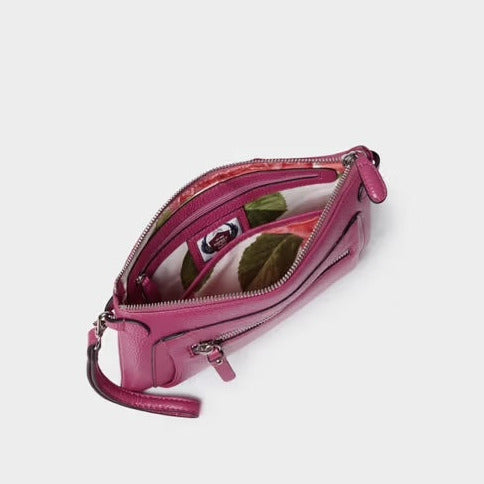 The Ruby Leather Crossbody Clutch, Wild Orchid