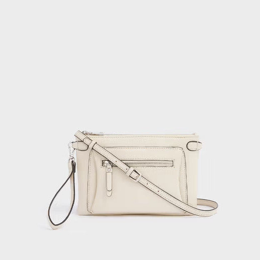 The Ruby Leather Crossbody Clutch, Stone