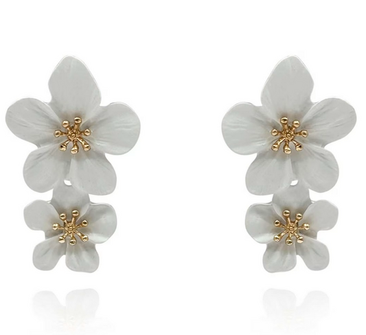 White Floral Earrings
